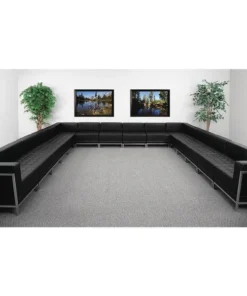 Flash Furniture 16 pcs. Living Room Set, 169" x 27-1/4", Upholstery Color: Black