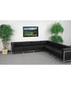 Flash Furniture 7 pcs. Living Room Set, 28-3/4", 113" x 27-1/2", Upholstery Color: Black