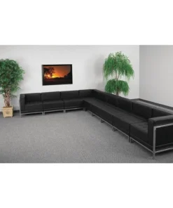 Flash Furniture 9 pcs. Living Room Set, 28-3/4" to 113" x 27-1/2", Upholstery Color: Black, Series: Imagination