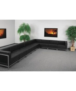 Flash Furniture 9 pcs. Living Room Set, 28-3/4" to 113" x 27-1/2", Upholstery Color: Black