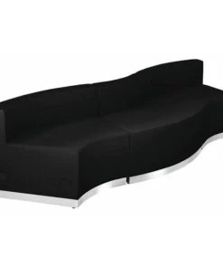 Flash Furniture 3 pcs. Living Room Set, 25-1/4" to 27-1/2" x 27", Upholstery Color: Black