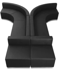 Flash Furniture 8 pcs. Living Room Set, 25-1/4" to 129" x 27", Upholstery Color: Black, Series: Alon