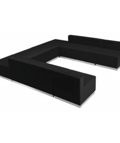 Flash Furniture 8 pcs. Living Room Set, 25-1/4" to 102-1/2" x 27", Upholstery Color: Black