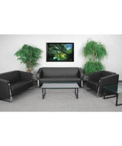 Flash Furniture Living Room Set, 32-1/2" x 30-1/2", Upholstery Color: Black