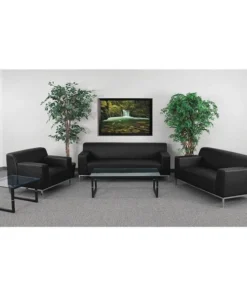 Flash Furniture Living Room Set, 31" x 29-1/4", Upholstery Color: Black