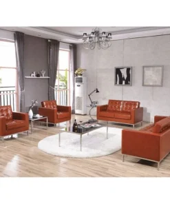 Flash Furniture Cognac Leather Reception Set, Lacey Series, 31" x 32"