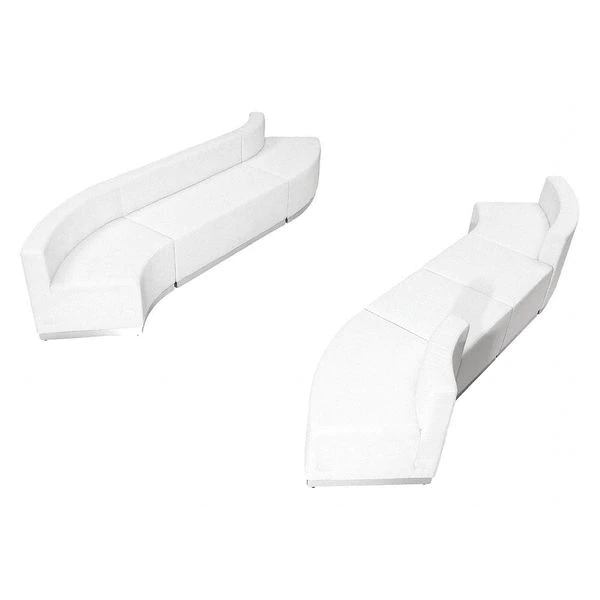 Flash Furniture 7 pcs. Living Room Set, 25-1/4" to 41-1/2" x 27", Upholstery Color: White